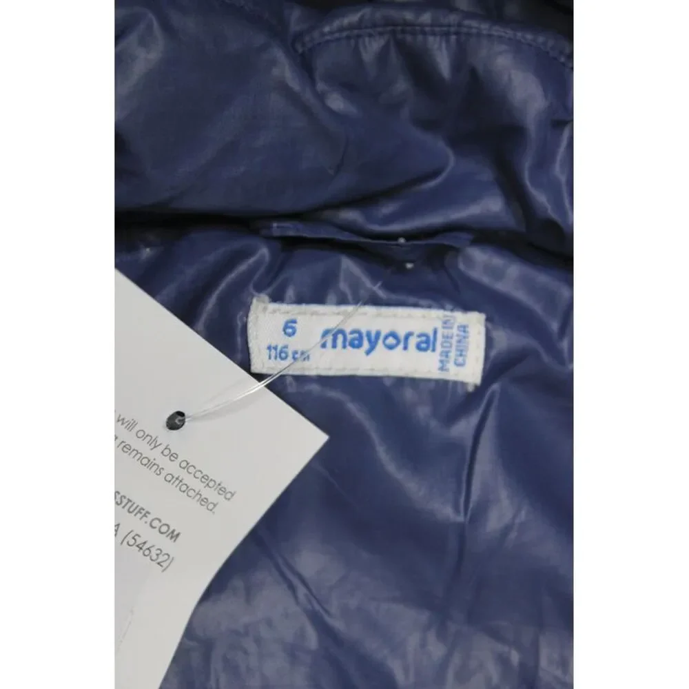 Mayoral Boys Long Sleeve Zippered Hooded Basic Coat Blue Size 6